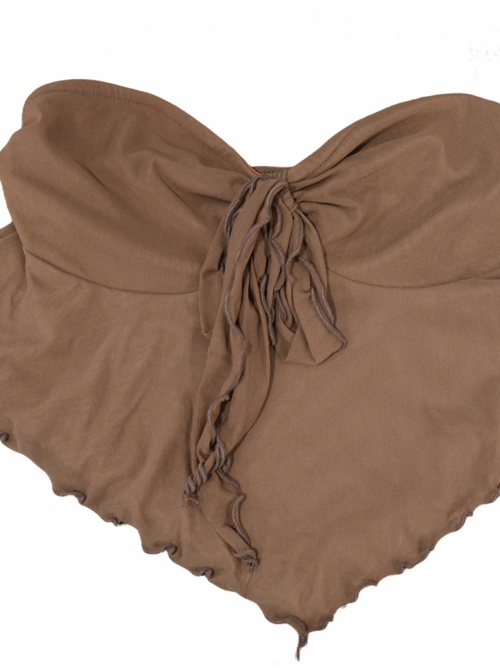 Women's Strapless Brown Crop Top - Bandeau Tie Front